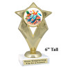 Flip Flop - Beach theme trophy.    6" tall. Choice of art work and base.  Includes free engraving  5086g