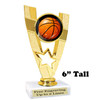  Basketball trophy.  6" tall trophy with choice of artwork. Great for your teams, schools and more!  90786