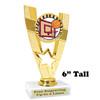  Basketball trophy.  6" tall trophy with choice of artwork. Great for your teams, schools and more!  90786