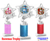 Glitter Snowman theme trophy. Great for all of your winter pageants, winter festival contests, activities and more. 5043s