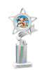 Reindeer theme trophy. Silver column. Choice of artwork.   Great for all of your holiday events and contests. 5043s
