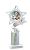 Reindeer theme trophy. Silver column. Choice of artwork.   Great for all of your holiday events and contests. 5043s