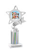 Reindeer theme trophy. Silver column. Choice of artwork.   Great for all of your holiday events and contests. 5043s