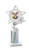 Reindeer theme trophy. Silver column. Choice of artwork.   Great for all of your holiday events and contests. 5043s