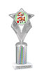 Reindeer theme trophy. Silver column. Choice of artwork.   Great for all of your holiday events and contests. 5086s