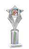 Reindeer theme trophy. Silver column. Choice of artwork.   Great for all of your holiday events and contests. 5086s