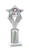 Reindeer theme trophy. Silver column. Choice of artwork.   Great for all of your holiday events and contests. 5086s