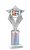 Reindeer theme trophy. Silver column. Choice of artwork.   Great for all of your holiday events and contests. 5086s