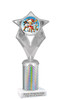 Reindeer theme trophy. Silver column. Choice of artwork.   Great for all of your holiday events and contests. 5086s