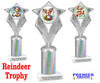 Reindeer theme trophy. Silver column. Choice of artwork.   Great for all of your holiday events and contests. 5086s
