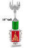 Holiday  theme trophy. 15" tall.  Great for all of your winter pageants, winter festival contests, activities and more. Choice of column.   2236 victory