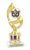 Mardi Gras Theme trophy.  Great trophy for your pageants, events, contests and more!   Crown riser with purple insert and choice of artwork on figure.  ph108