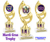 Mardi Gras Theme trophy.  Great trophy for your pageants, events, contests and more!   Crown riser with purple insert and choice of artwork on figure.  ph108