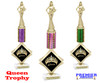 Queen trophy.  Great for your pageants, festivals, contests or just for your favorite Queen.  Choice of column color and base.  Trophy height is 16" tall.  