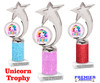 Unicorn Glitter trophy.  Numerous trophy heights  and glitter colors available.  6061s