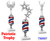 Patriotic trophy. Sparkly Flag column with choice of figure.  Select base, trophy height and figure.   Height starts at 12" tall - 002