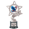 Patriotic theme trophy.  Great for your 4th of July contests, events and more.  6" to 8" tall with choice of base.  5043-s