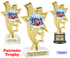 Patriotic theme trophy.  Great trophy for your patriotic theme events, pageants and more.  6.5" - 8.5" tall.  Ph81