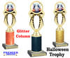Halloween Trophy with glitter column. Choice of glitter color and height.  Great award for your pageants, events, contests,  parties and more. ph29 -1