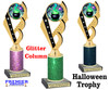 Halloween Trophy with glitter column. Choice of glitter color and height.  Great award for your pageants, events, contests,  parties and more. ph104