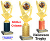 Halloween Trophy with glitter column. Choice of glitter color and height.  Great award for your pageants, events, contests,  parties and more. ph107-1