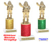 Glitter Santa Trophy. Great for your Holiday events, stocking stuffers, Christmas gifts and more. Choice of color and trophy height.