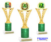 St. Patrick's Day Trophy with green glitter column.  Great award for your pageants, events, competitions, parties and more.  91546
