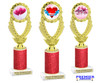 Valentine - Heart Trophy with red glitter column.  Great award for your pageants, events, competitions, parties and more. ph44