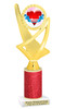  Valentine - Heart Trophy with red glitter column.  Great award for your pageants, events, competitions, parties and more. ph107