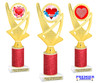  Valentine - Heart Trophy with red glitter column.  Great award for your pageants, events, competitions, parties and more. ph107