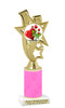 Valentine - Heart Trophy with neon pink glitter column.  Great award for your pageants, events, competitions, parties and more. ph81