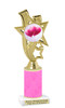 Valentine - Heart Trophy with neon pink glitter column.  Great award for your pageants, events, competitions, parties and more. ph81