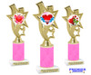 Valentine - Heart Trophy with neon pink glitter column.  Great award for your pageants, events, competitions, parties and more. ph81