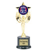 Patriotic theme trophy. Great for 4th of July events, 250 Anniversary events and more! 6" to 8" tall with choice of base.