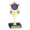 Patriotic theme trophy. Great for 4th of July events, 250 Anniversary events and more! 6" to 8" tall with choice of base.