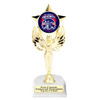 Patriotic theme trophy. Great for 4th of July events, 250 Anniversary events and more! 6" to 8" tall with choice of base.