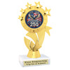 Patriotic theme trophy. Great for 4th of July events, 250 Anniversary events and more! 6" to 8" tall with choice of base.  ph48