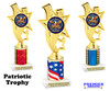 Patriotic theme trophy for your patriotic pageants, 4th of July events, contests, and more!  Choice of color and trophy height.  ph81