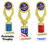 Patriotic theme trophy for your patriotic pageants, 4th of July events, contests, and more!  Choice of color and trophy height.  ph48
