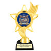 Patriotic theme trophy. Great for 4th of July events, 250 Anniversary events and more! 6" to 8" tall with choice of base.  