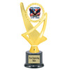 Patriotic theme trophy. Great for 4th of July events, 250 Anniversary events and more! 6" to 8" tall with choice of base.  