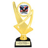 Patriotic theme trophy. Great for 4th of July events, 250 Anniversary events and more! 6" to 8" tall with choice of base.  