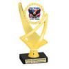 Patriotic theme trophy. Great for 4th of July events, 250 Anniversary events and more! 6" to 8" tall with choice of base.  