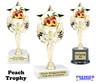 Peach trophy. 6" - 8" tall.  Great for your Peach Festival events,  baking, cookies, dessert competitions, pie eating contest and more. 
