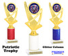 Glitter Patriotic theme trophy for your patriotic pageants, 4th of July events, contests, and more!  Choice of color and trophy height. 