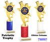 Glitter Patriotic theme trophy for your patriotic pageants, 4th of July events, contests, and more!  Choice of color and trophy height. 