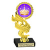 Crown theme trophy.  6" to 8" tall with choice of base. Great for your Pageants, contests, activities and more