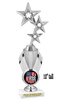 Patriotic trophy with choice of artwork. 12" tall  - Great for all of your 4th of July pageants and events. Silver stars