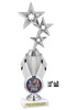 Patriotic trophy with choice of artwork. 12" tall  - Great for all of your 4th of July pageants and events. Silver stars