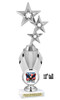 Patriotic trophy with choice of artwork. 12" tall  - Great for all of your 4th of July pageants and events. Silver stars